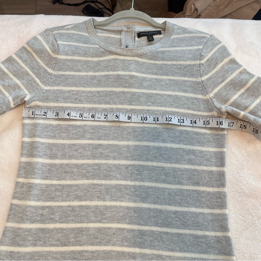 Banana Republic Womens Gray White Short‎ Sleeve Cotton Dress Casual Small - Picture 9 of 10